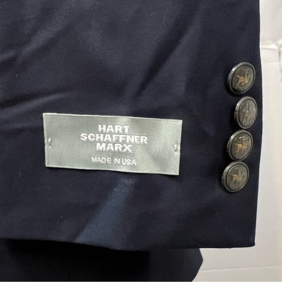 NWT Hart Schaffner Marx Men 42L New York Fit Navy Wool Gold Button Blazer Jacket - Picture 3 of 10